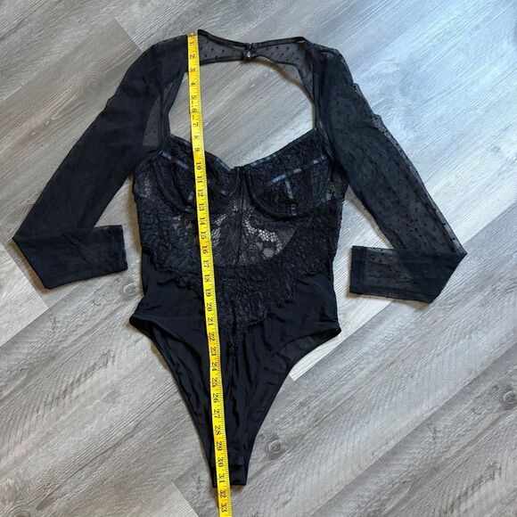 BARDOT Lingerie Black Lace Bodysuit Mesh Teddy US Large 10 - Picture 11 of 14